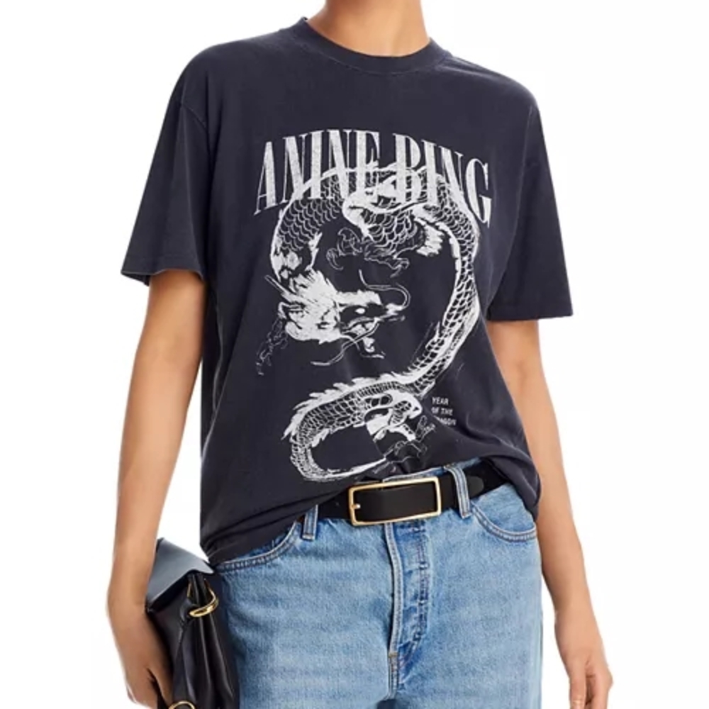 Black Graphic T-Shirt with Dragon Design